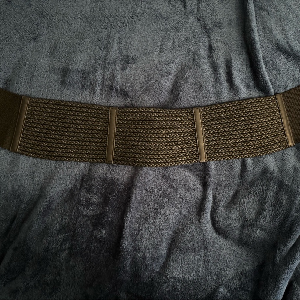 BCBGMaxAzria Black Braided Belt with Gold Buckle